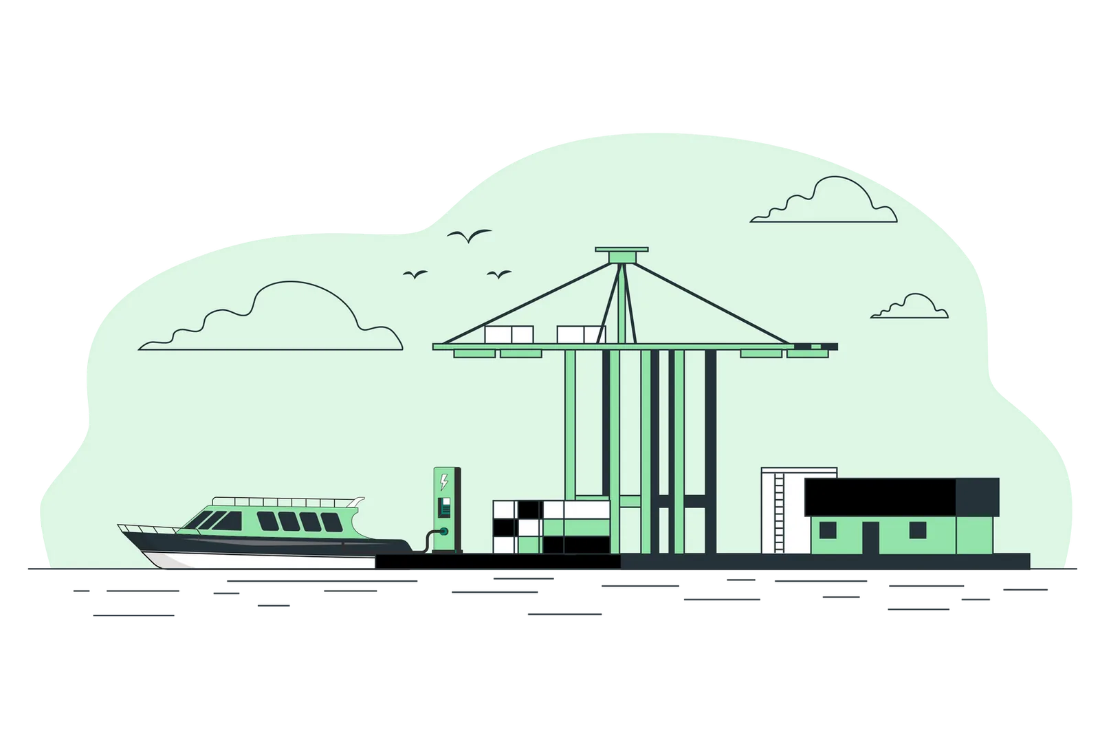 Illustration of an electric harbour craft